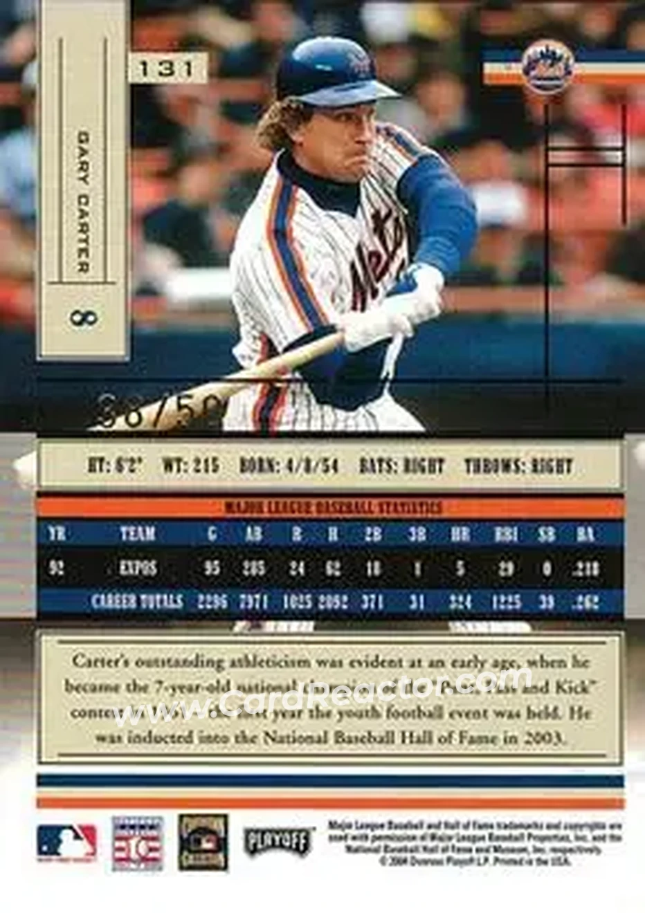 2004 Playoff Absolute Memorabilia - Spectrum Gold #131 - Gary Carter - New York Mets - Back