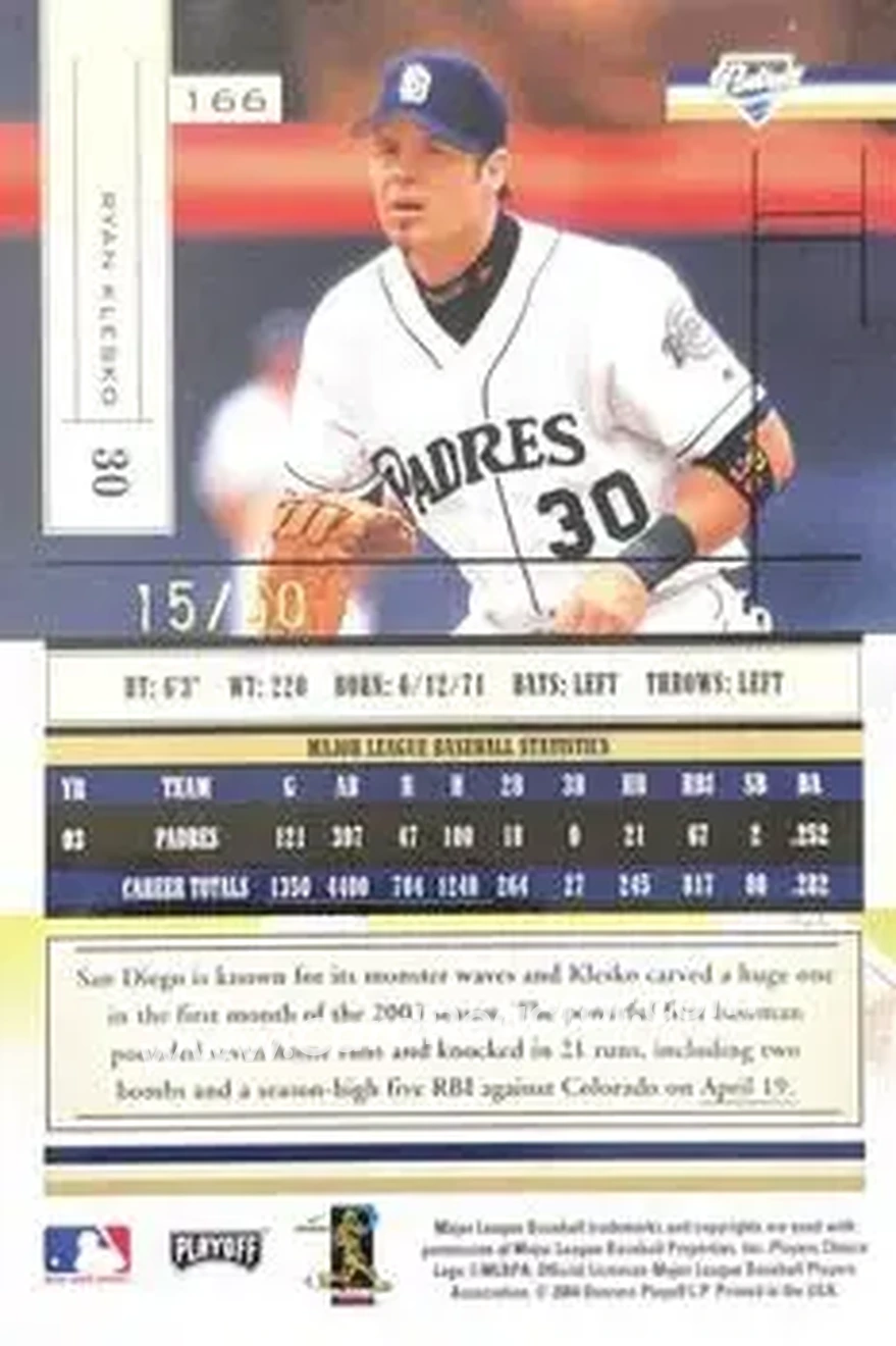 2004 Playoff Absolute Memorabilia - Spectrum Gold #166 - Ryan Klesko - San Diego Padres - Back