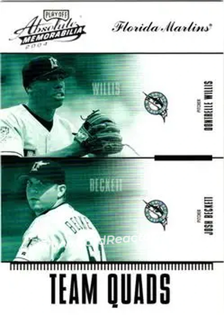 2004 Playoff Absolute Memorabilia - Team Quad #TQ-9 - A.J. Burnett - Dontrelle Willis - Brad Penny - Josh Beckett - Florida Marlins - Front