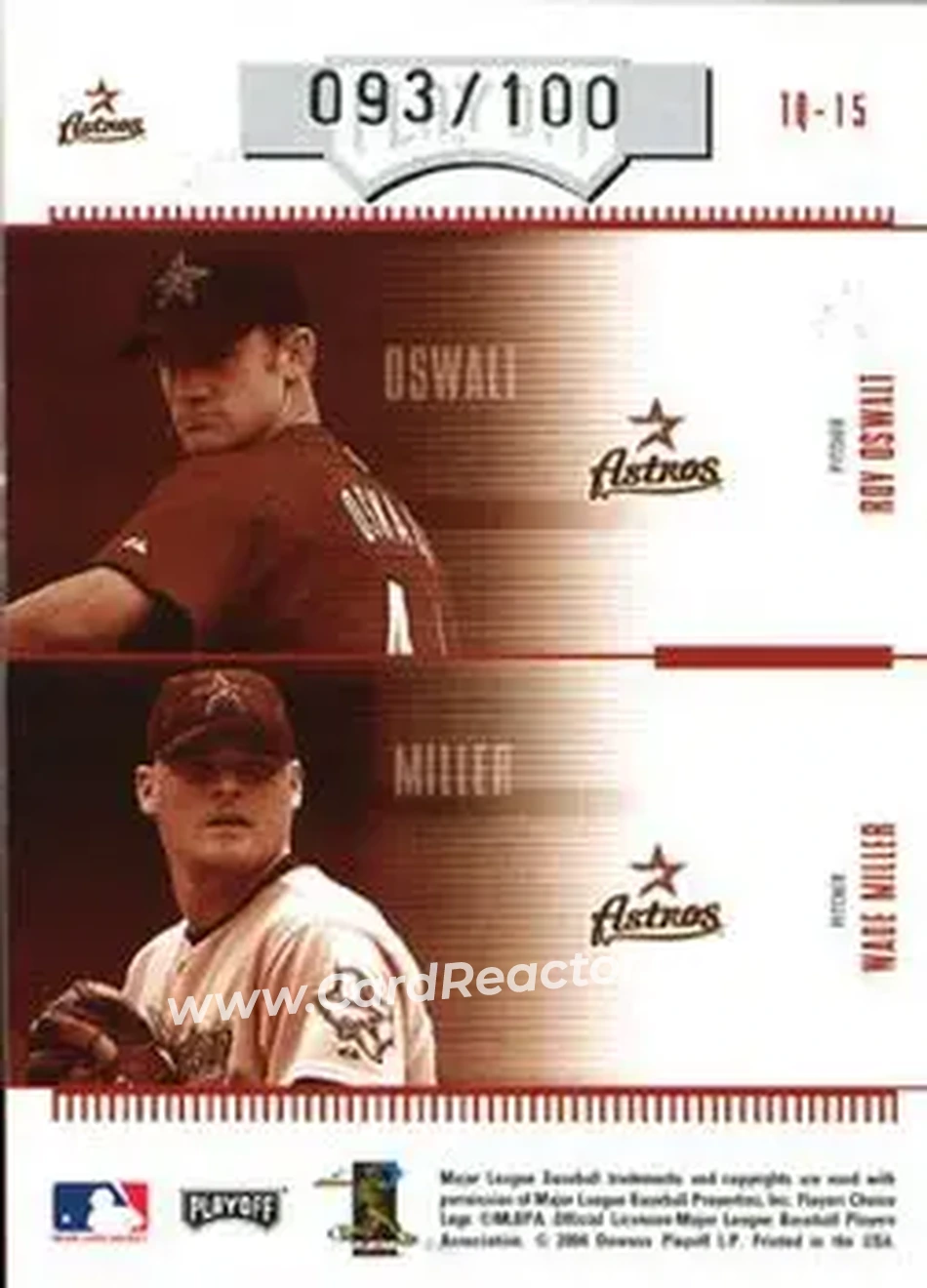 2004 Playoff Absolute Memorabilia - Team Quad #TQ-15 - Roger Clemens - Andy Pettitte - Wade Miller - Roy Oswalt - Houston Astros - Back