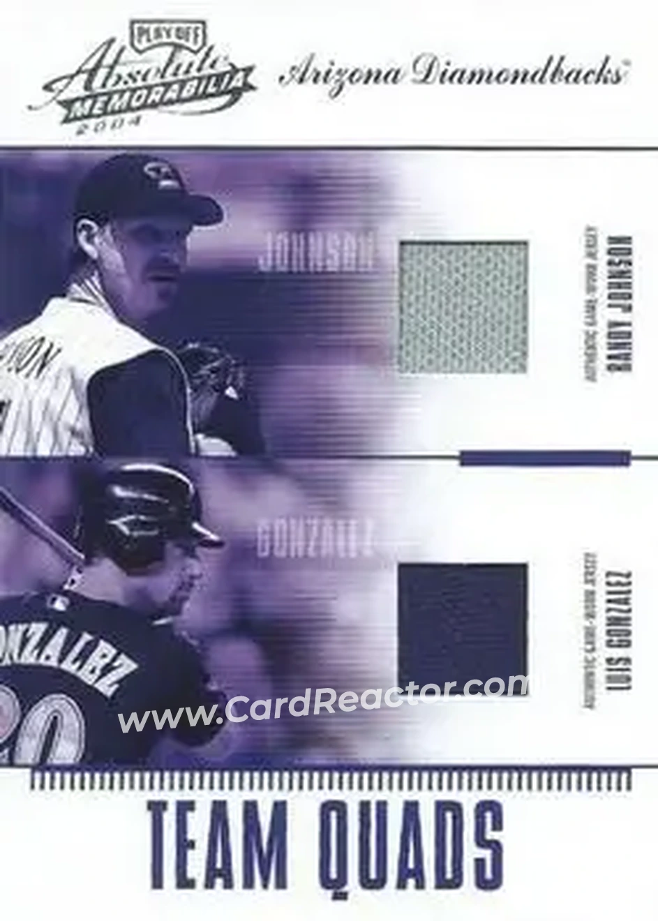 2004 Playoff Absolute Memorabilia - Team Quad Material #TQ-6 - Steve Finley - Brandon Webb - Randy Johnson - Luis Gonzalez - Arizona Diamondbacks - Front