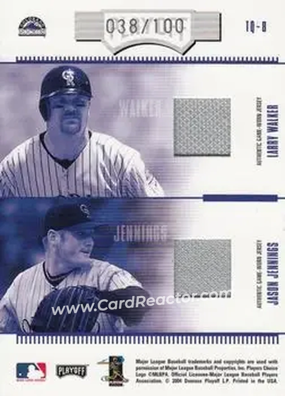 2004 Playoff Absolute Memorabilia - Team Quad Material #TQ-8 - Larry Walker - Todd Helton - Jason Jennings - Preston Wilson - Colorado Rockies - Back