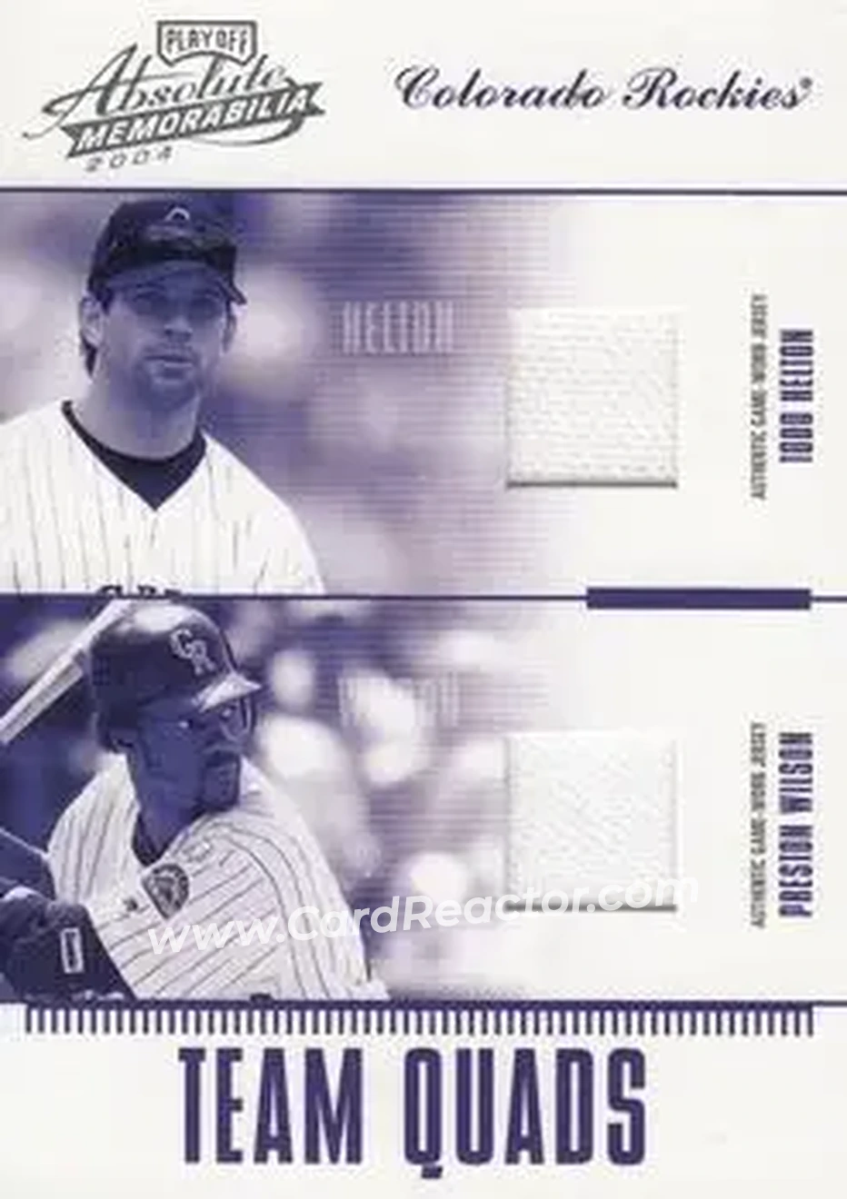 2004 Playoff Absolute Memorabilia - Team Quad Material #TQ-8 - Larry Walker - Todd Helton - Jason Jennings - Preston Wilson - Colorado Rockies - Front