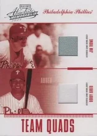 2004 Playoff Absolute Memorabilia #TQ-13 Team Quad Material Kevin Millwood - Marlon Byrd - Jim Thome - Bobby Abreu