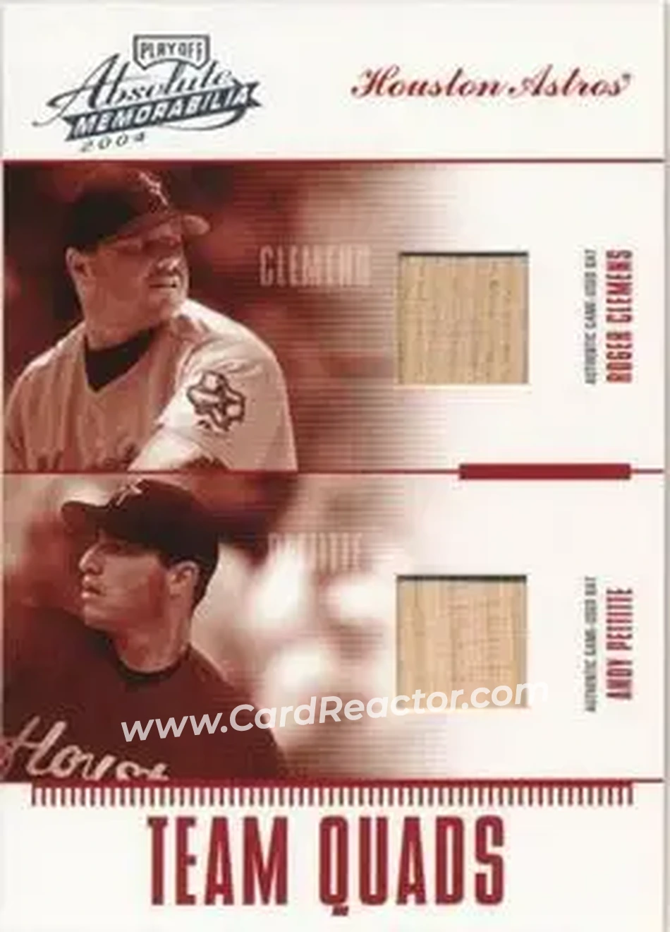 2004 Playoff Absolute Memorabilia - Team Quad Material #TQ-15 - Roger Clemens - Andy Pettitte - Wade Miller - Roy Oswalt - Houston Astros - Front