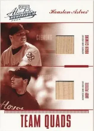 2004 Playoff Absolute Memorabilia #TQ-15 Team Quad Material Roger Clemens - Andy Pettitte - Wade Miller - Roy Oswalt