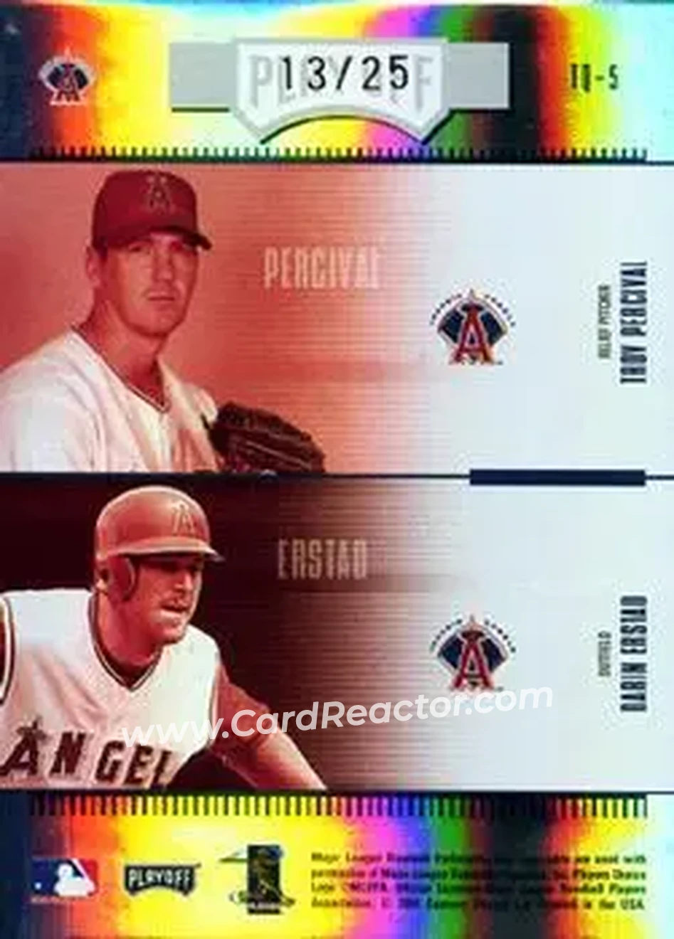 2004 Playoff Absolute Memorabilia - Team Quad Spectrum #TQ-5 - Garret Anderson - Troy Percival - Troy Glaus - Darin Erstad - Anaheim Angels - Back