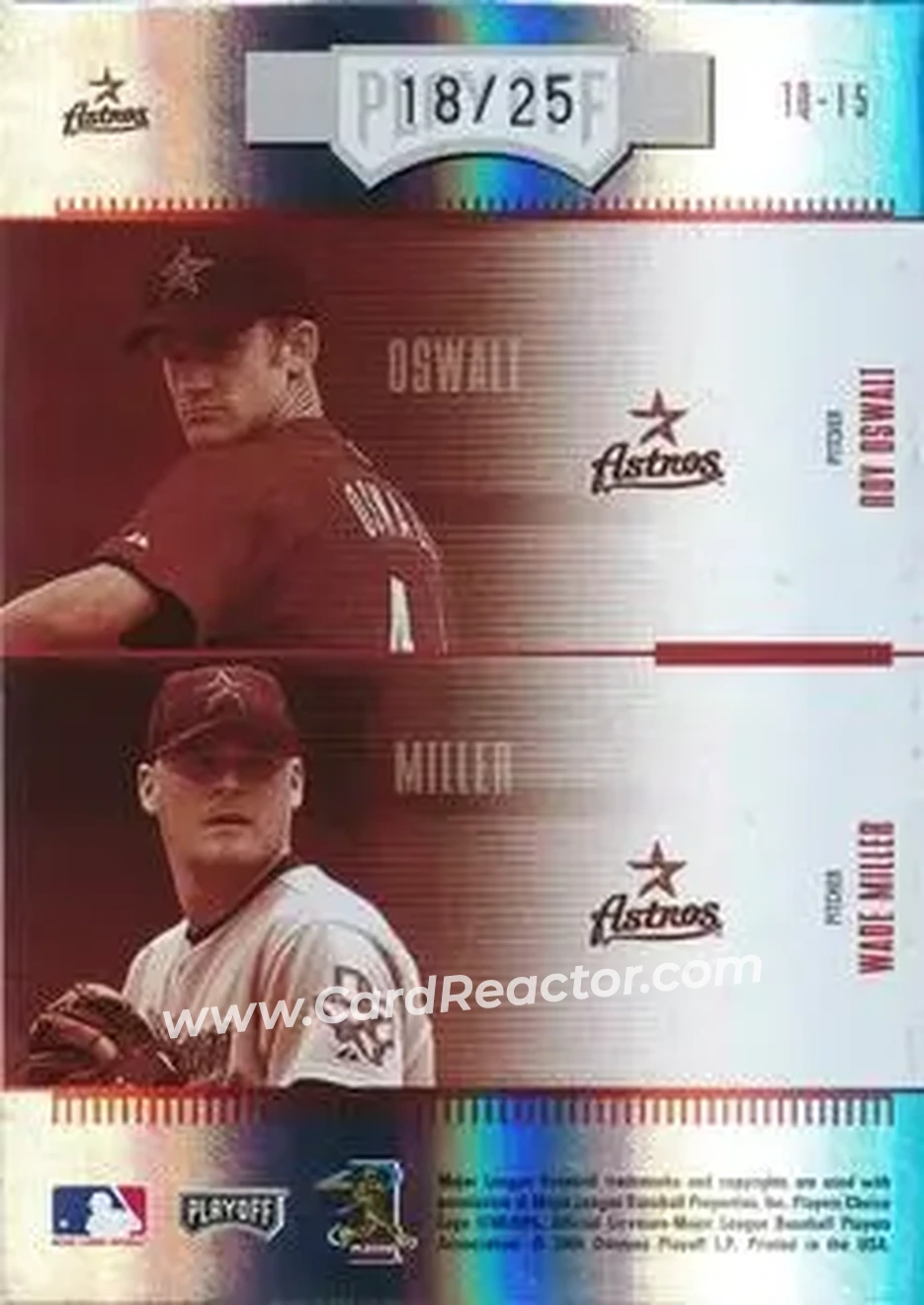 2004 Playoff Absolute Memorabilia - Team Quad Spectrum #TQ-15 - Roger Clemens - Andy Pettitte - Wade Miller - Roy Oswalt - Houston Astros - Back