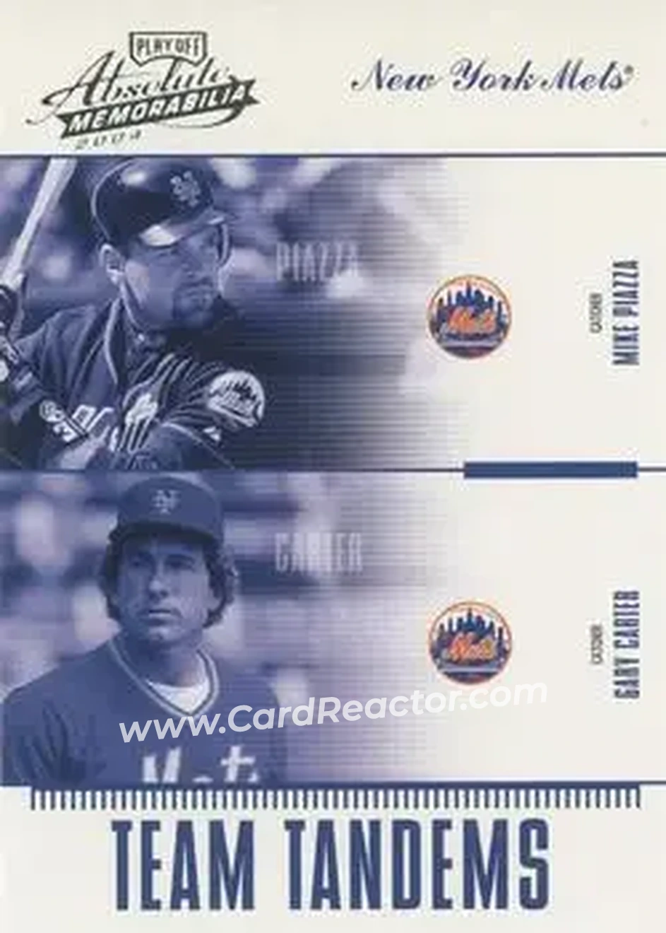 2004 Playoff Absolute Memorabilia - Team Tandems #TAN-3 - Gary Carter - Mike Piazza - New York Mets - Front 2004 Playoff Absolute Memorabilia - Team Tandems #TAN-3 - Gary Carter - Mike Piazza - New York Mets - Front