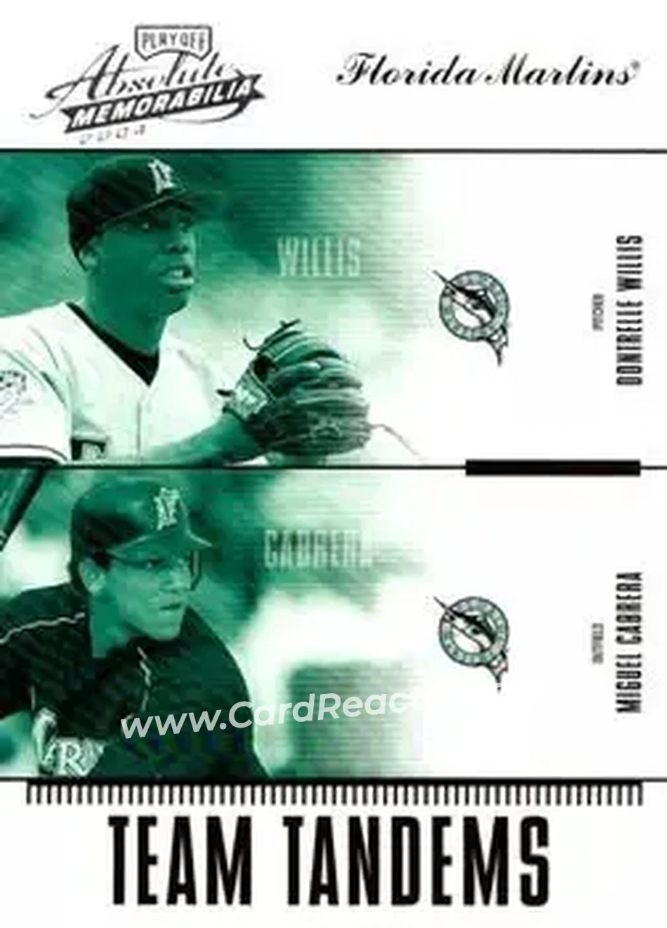 2004 Playoff Absolute Memorabilia - Team Tandems #TAN-11 - Miguel Cabrera - Dontrelle Willis - Florida Marlins - Front