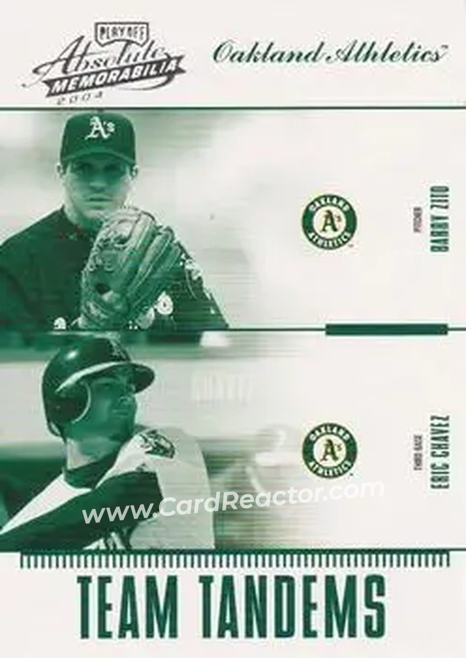 2004 Playoff Absolute Memorabilia - Team Tandems #TAN-13 - Barry Zito - Eric Chavez - Oakland Athletics - Front