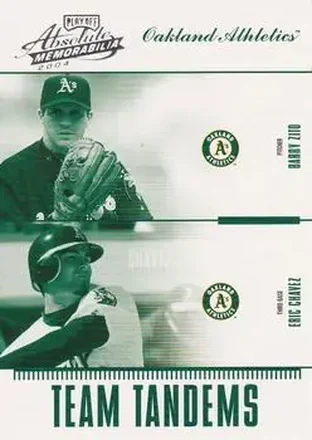 2004 Playoff Absolute Memorabilia #TAN-13 Team Tandems Barry Zito - Eric Chavez