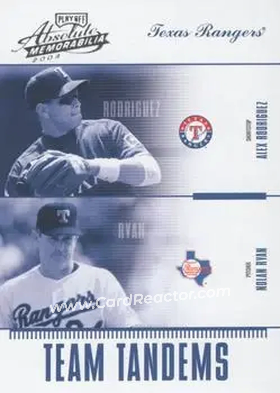 2004 Playoff Absolute Memorabilia - Team Tandems #TAN-16 - Nolan Ryan - Alex Rodriguez - Texas Rangers - Front