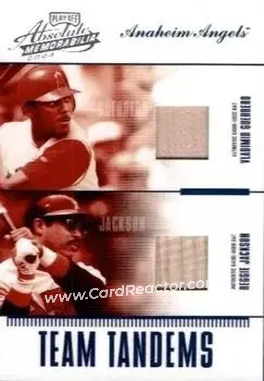 2004 Playoff Absolute Memorabilia - Team Tandems Material #TAN-1 - Vladimir Guerrero - Reggie Jackson - Front