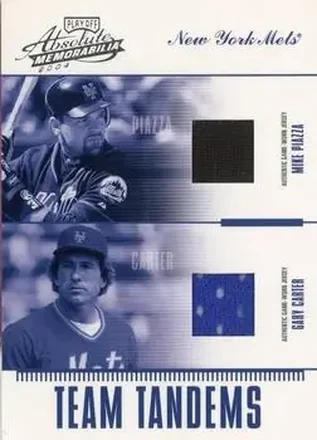 2004 Playoff Absolute Memorabilia #TAN-3 Team Tandems Material Gary Carter - Mike Piazza