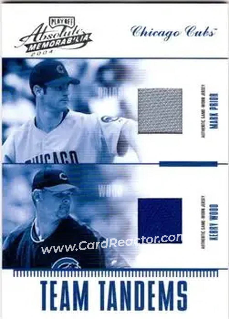 2004 Playoff Absolute Memorabilia - Team Tandems Material #TAN-17 - Kerry Wood - Mark Prior - Chicago Cubs - Front
