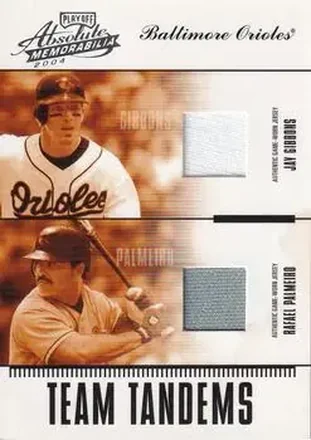 2004 Playoff Absolute Memorabilia #TAN-18 Team Tandems Material Rafael Palmeiro - Jay Gibbons