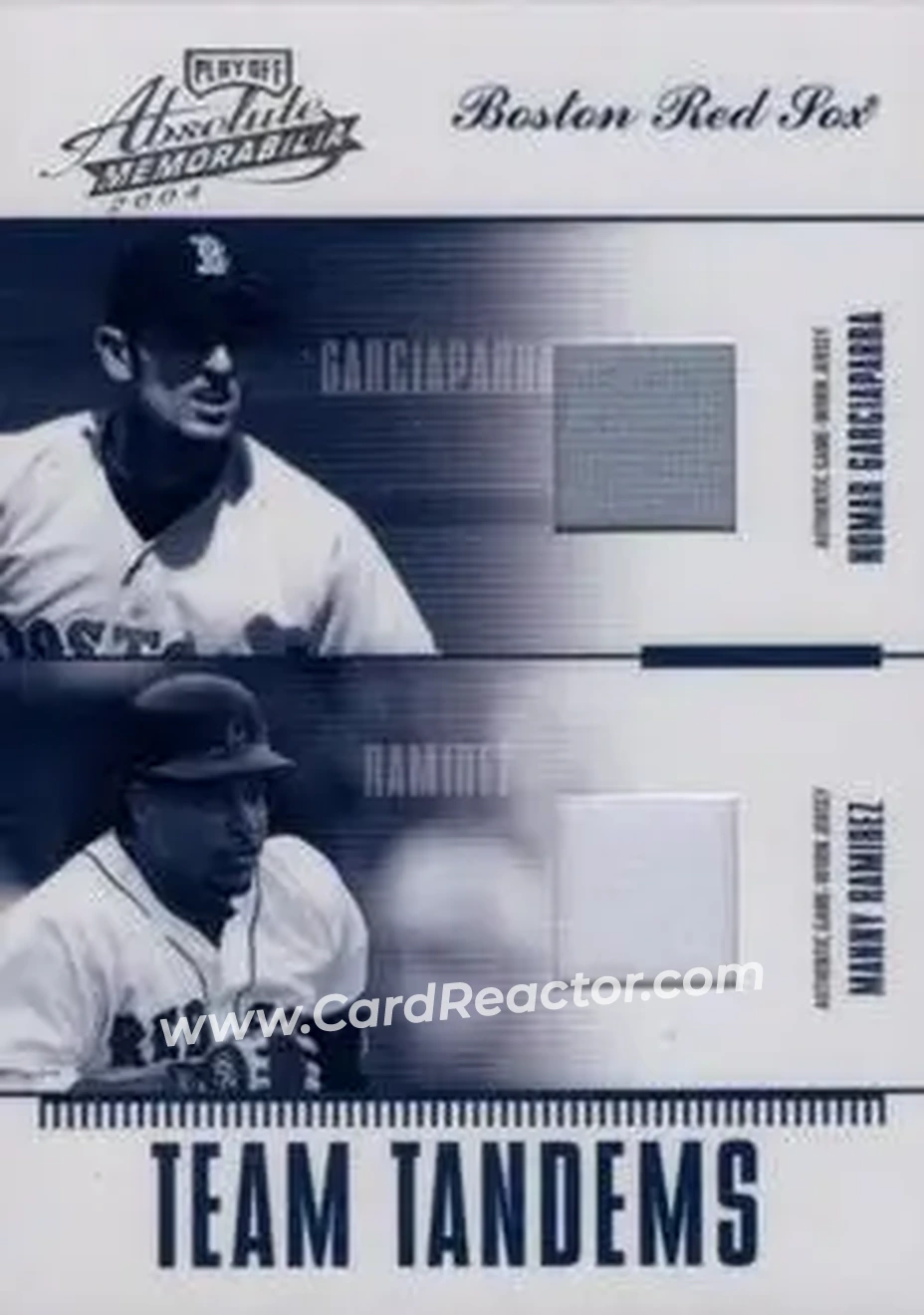 2004 Playoff Absolute Memorabilia - Team Tandems Material #TAN-19 - Nomar Garciaparra - Manny Ramirez - Boston Red Sox - Front