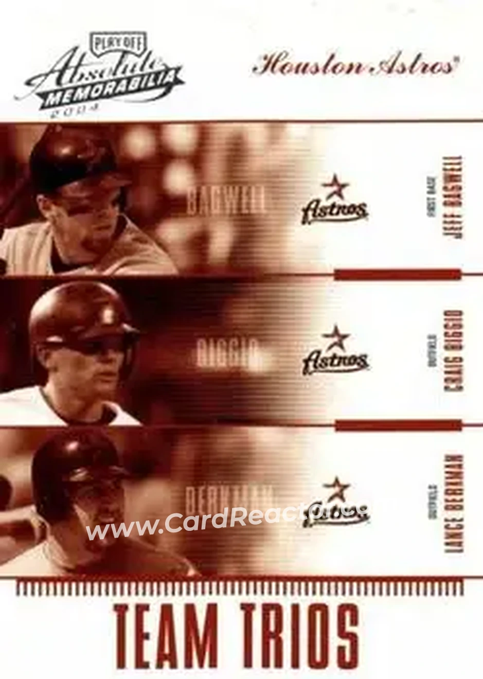 2004 Playoff Absolute Memorabilia - Team Trio #TTR-8 - Jeff Bagwell - Craig Biggio - Lance Berkman - Houston Astros - Front