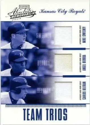 2004 Playoff Absolute Memorabilia #TTR-6 Team Trio Material Carlos Beltran - Mike Sweeney - Angel Berroa