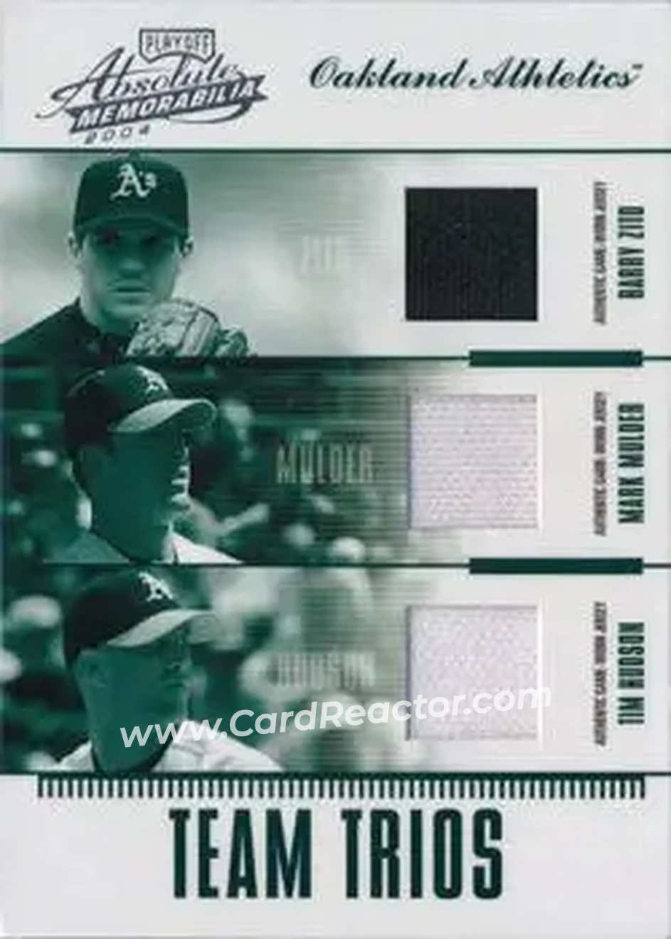2004 Playoff Absolute Memorabilia - Team Trio Material #TTR-11 - Mark Mulder - Barry Zito - Tim Hudson - Oakland Athletics - Front