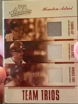 2004 Playoff Absolute Memorabilia #TTR-8 Team Trio Material PS Jeff Bagwell - Craig Biggio - Lance Berkman