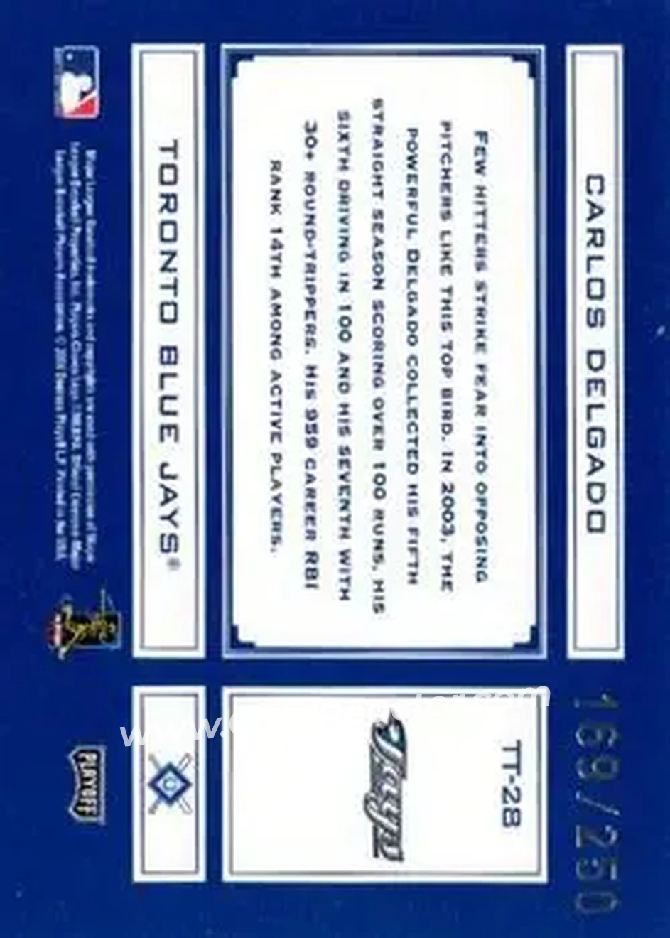 2004 Playoff Absolute Memorabilia - Tools of the Trade Blue #TT-28 - Carlos Delgado - Toronto Blue Jays - Back