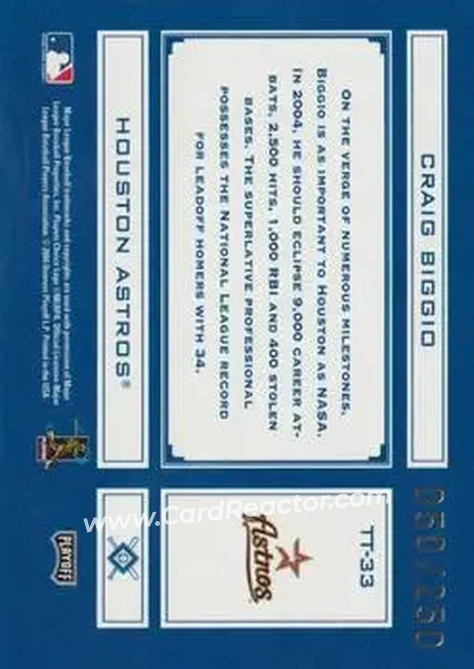 2004 Playoff Absolute Memorabilia - Tools of the Trade Blue #TT-33 - Craig Biggio - Houston Astros - Back