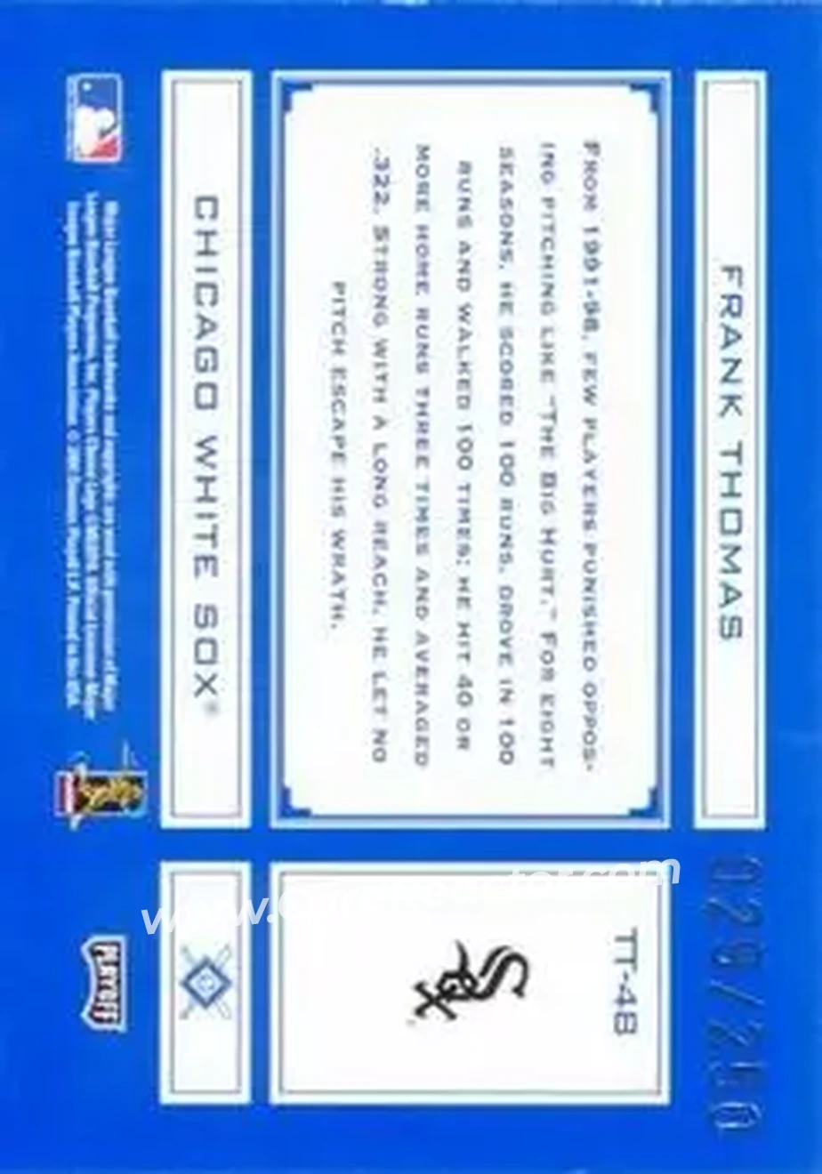 2004 Playoff Absolute Memorabilia - Tools of the Trade Blue #TT-48 - Frank Thomas - Chicago White Sox - Back