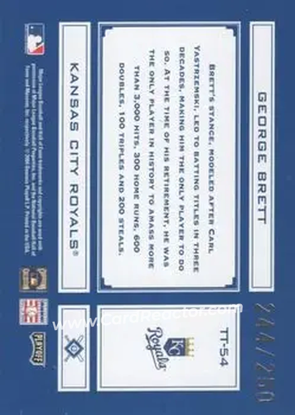 2004 Playoff Absolute Memorabilia - Tools of the Trade Blue #TT-54 - George Brett - Kansas City Royals - Back