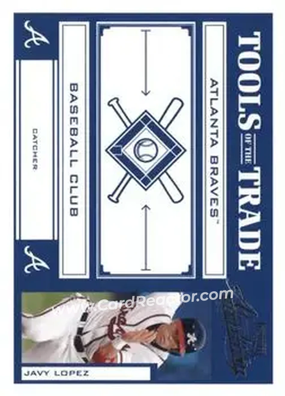 2004 Playoff Absolute Memorabilia - Tools of the Trade Blue #TT-64 - Javier Lopez - Atlanta Braves - Front