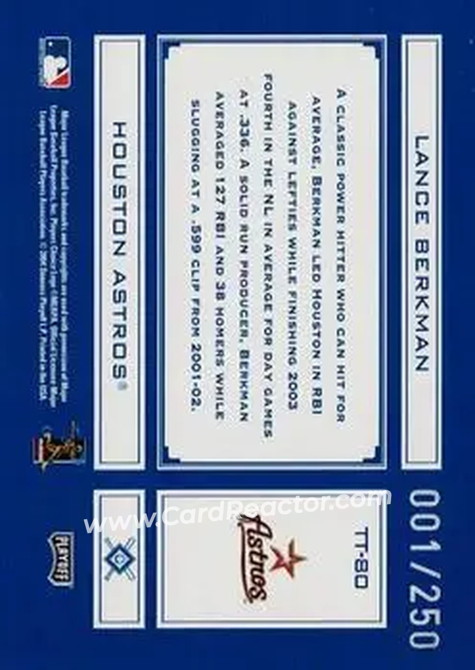 2004 Playoff Absolute Memorabilia - Tools of the Trade Blue #TT-80 - Lance Berkman - Houston Astros - Back