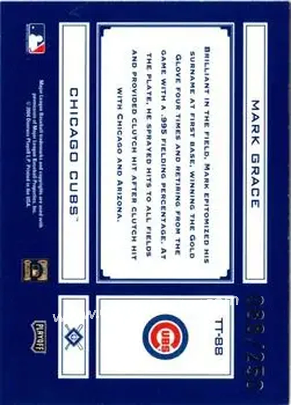 2004 Playoff Absolute Memorabilia - Tools of the Trade Blue #TT-88 - Mark Grace - Chicago Cubs - Back
