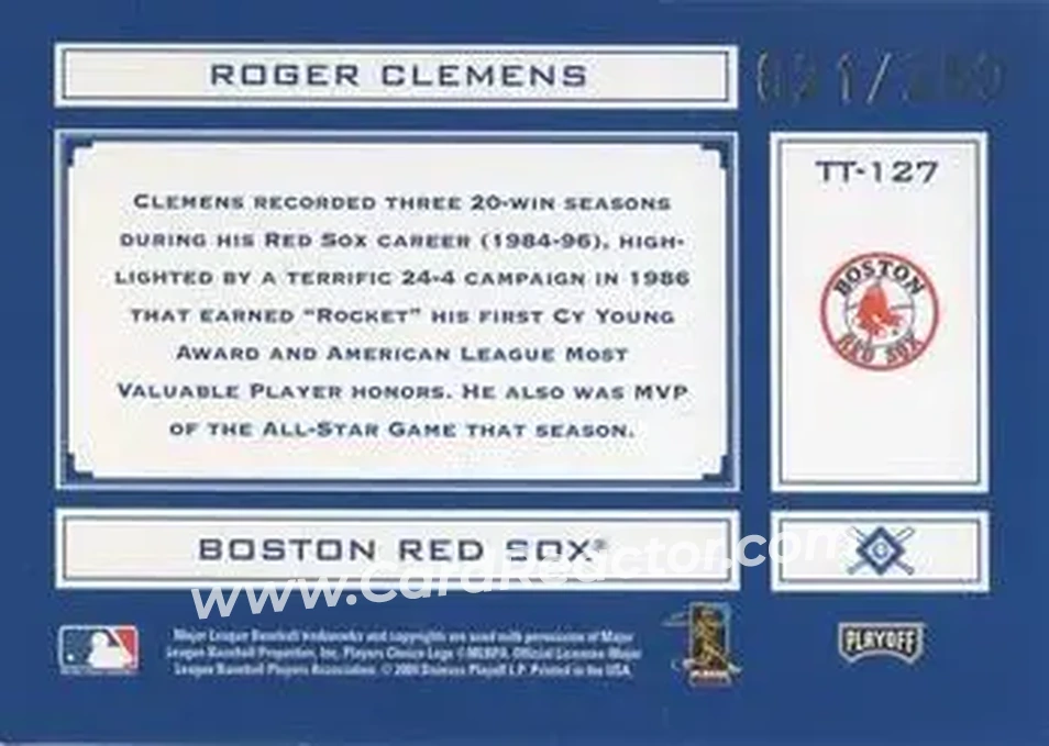 2004 Playoff Absolute Memorabilia - Tools of the Trade Blue #TT-127 - Roger Clemens - Boston Red Sox - Back