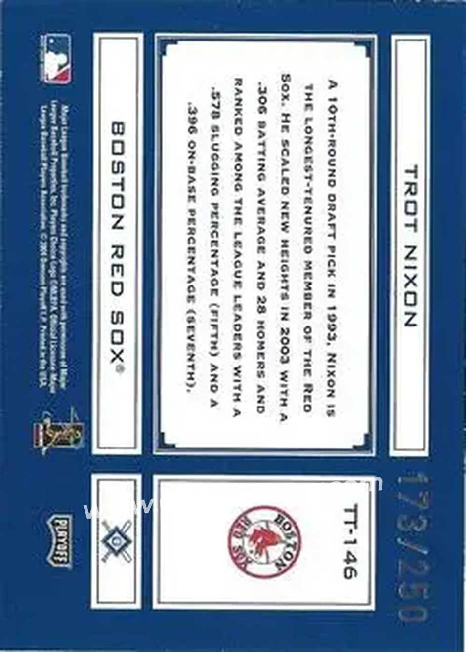 2004 Playoff Absolute Memorabilia - Tools of the Trade Blue #TT-146 - Trot Nixon - Boston Red Sox - Back