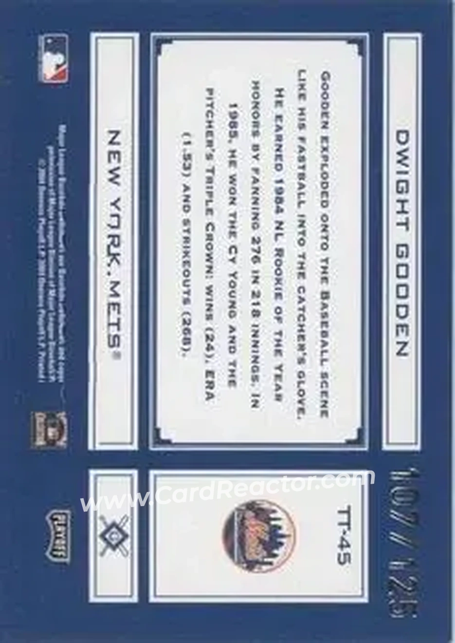 2004 Playoff Absolute Memorabilia - Tools of the Trade Blue Spectrum #TT-45 - Dwight Gooden - New York Mets - Back 2004 Playoff Absolute Memorabilia - Tools of the Trade Blue Spectrum #TT-45 - Dwight Gooden - New York Mets - Back