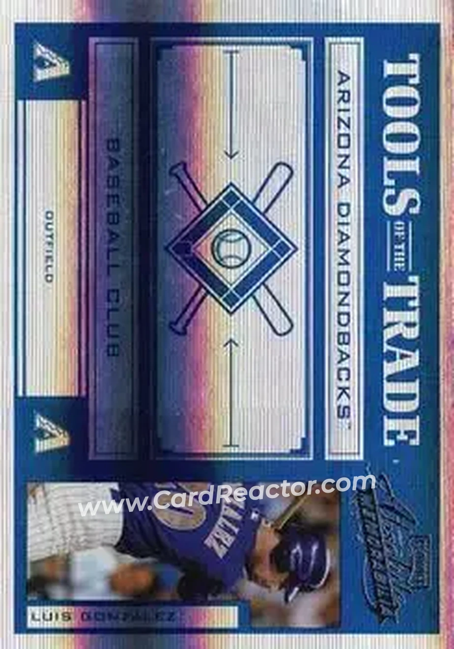 2004 Playoff Absolute Memorabilia - Tools of the Trade Blue Spectrum #TT-83 - Luis Gonzalez - Arizona Diamondbacks - Front 2004 Playoff Absolute Memorabilia - Tools of the Trade Blue Spectrum #TT-83 - Luis Gonzalez - Arizona Diamondbacks - Front