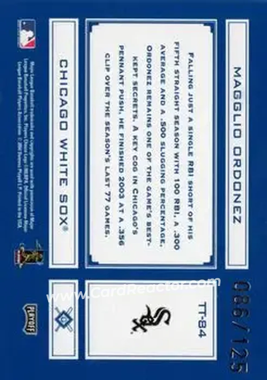 2004 Playoff Absolute Memorabilia - Tools of the Trade Blue Spectrum #TT-84 - Magglio Ordonez - Chicago White Sox - Back