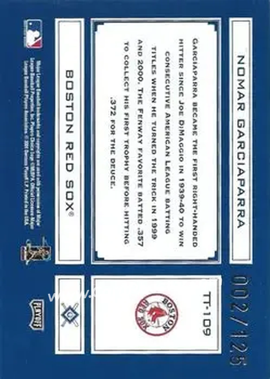 2004 Playoff Absolute Memorabilia - Tools of the Trade Blue Spectrum #TT-109 - Nomar Garciaparra - Boston Red Sox - Back