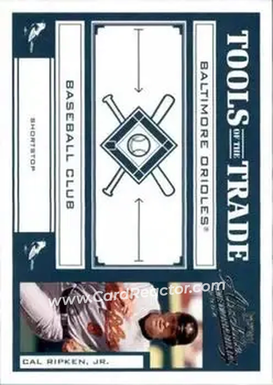 2004 Playoff Absolute Memorabilia - Tools of the Trade Green #TT-23 - Cal Ripken - Baltimore Orioles - Front 2004 Playoff Absolute Memorabilia - Tools of the Trade Green #TT-23 - Cal Ripken - Baltimore Orioles - Front