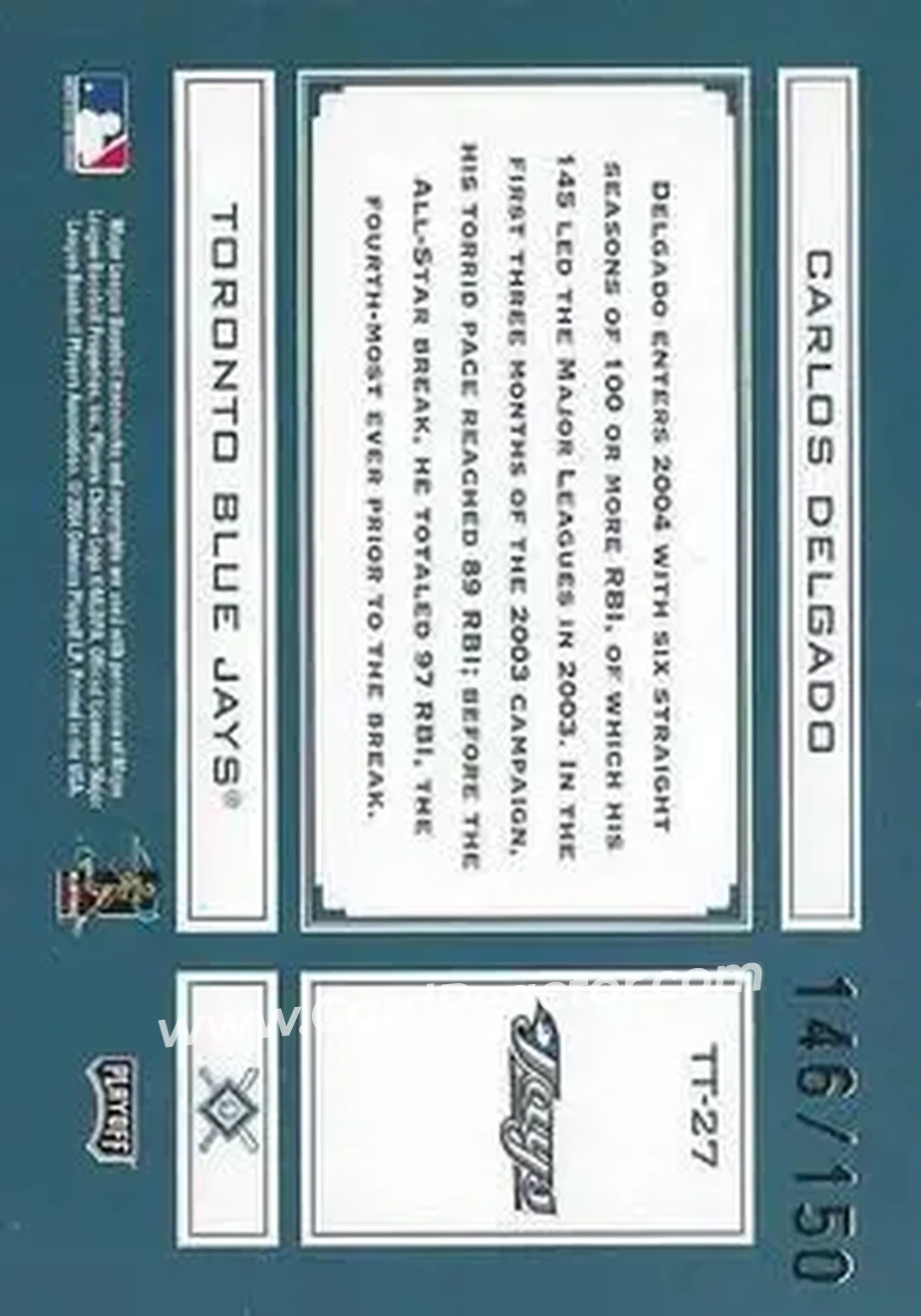 2004 Playoff Absolute Memorabilia - Tools of the Trade Green #TT-27 - Carlos Delgado - Toronto Blue Jays - Back