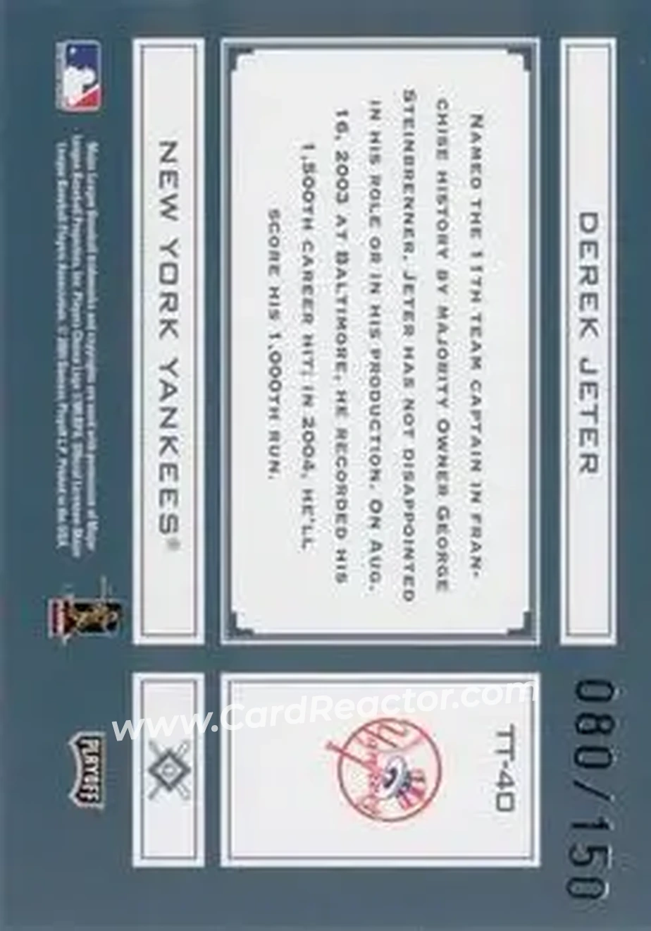 2004 Playoff Absolute Memorabilia - Tools of the Trade Green #TT-40 - Derek Jeter - New York Yankees - Back