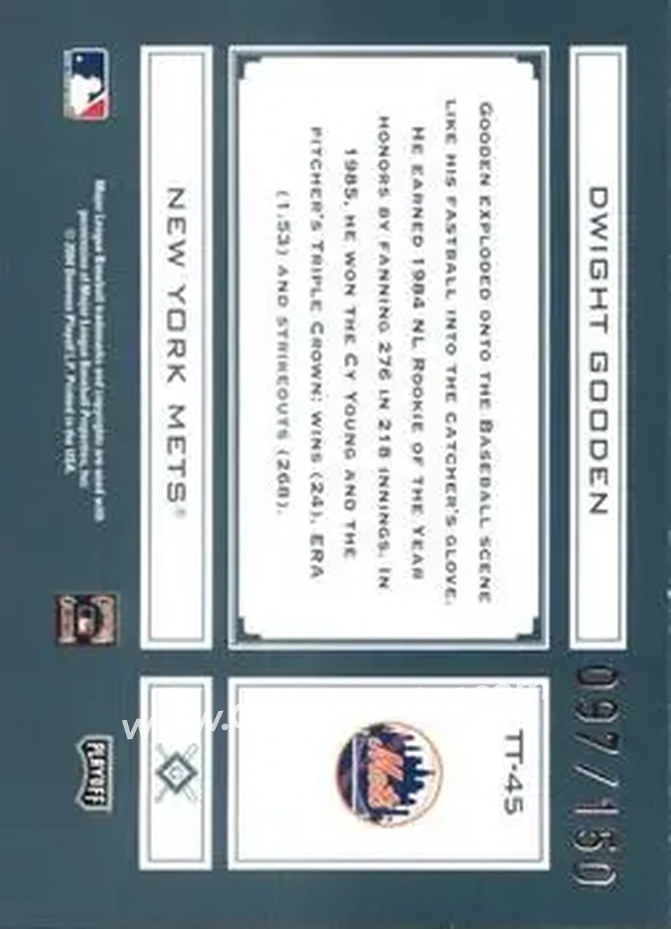 2004 Playoff Absolute Memorabilia - Tools of the Trade Green #TT-45 - Dwight Gooden - New York Mets - Back