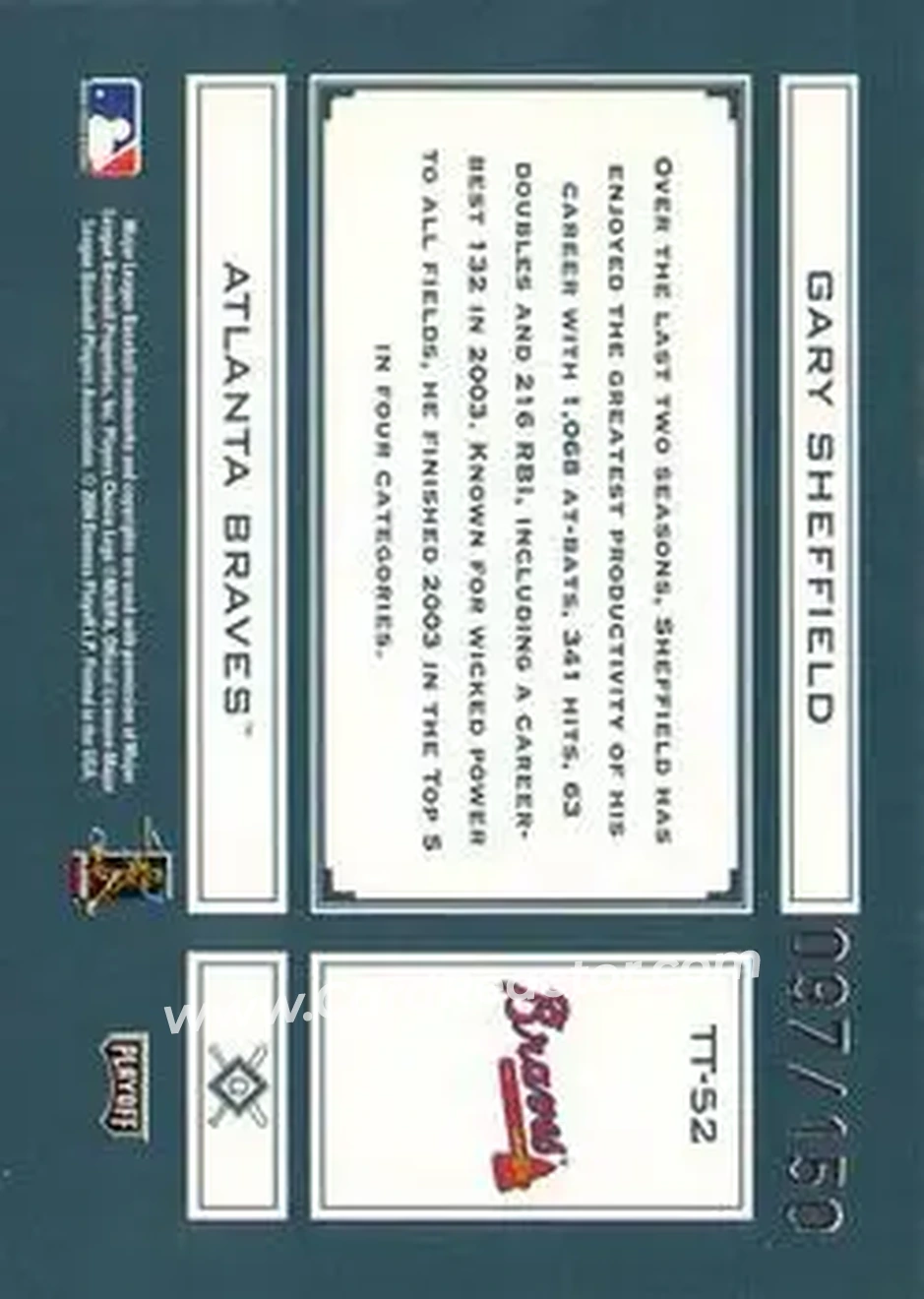 2004 Playoff Absolute Memorabilia - Tools of the Trade Green #TT-52 - Gary Sheffield - Atlanta Braves - Back