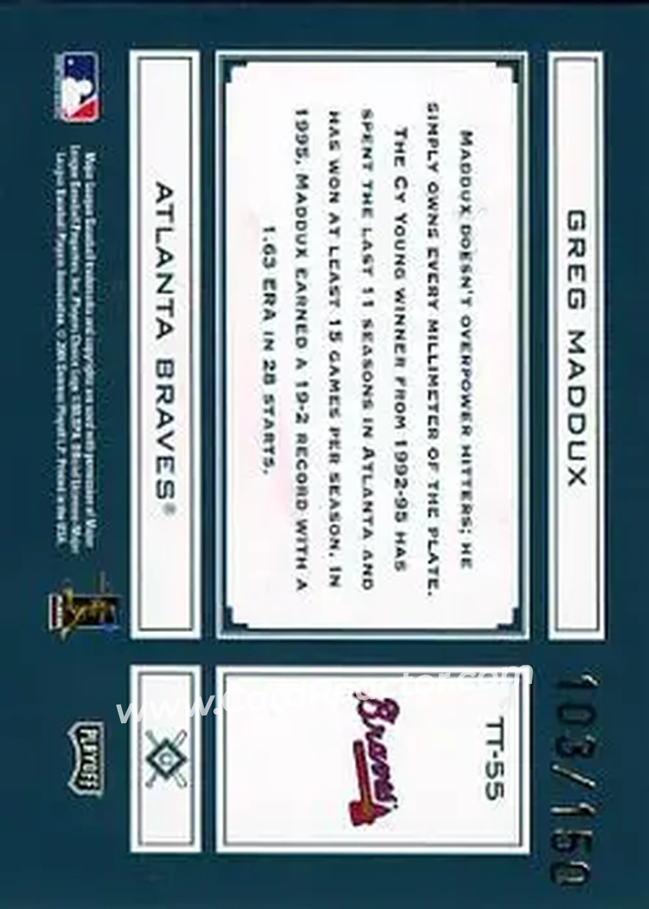 2004 Playoff Absolute Memorabilia - Tools of the Trade Green #TT-55 - Greg Maddux - Atlanta Braves - Back
