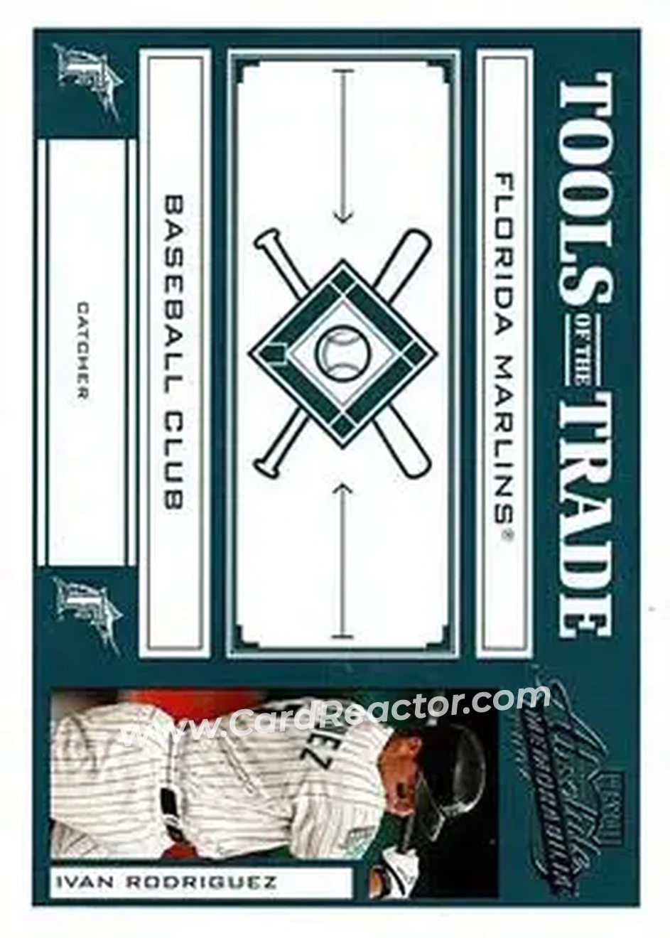 2004 Playoff Absolute Memorabilia - Tools of the Trade Green #TT-58 - Ivan Rodriguez - Florida Marlins - Front 2004 Playoff Absolute Memorabilia - Tools of the Trade Green #TT-58 - Ivan Rodriguez - Florida Marlins - Front