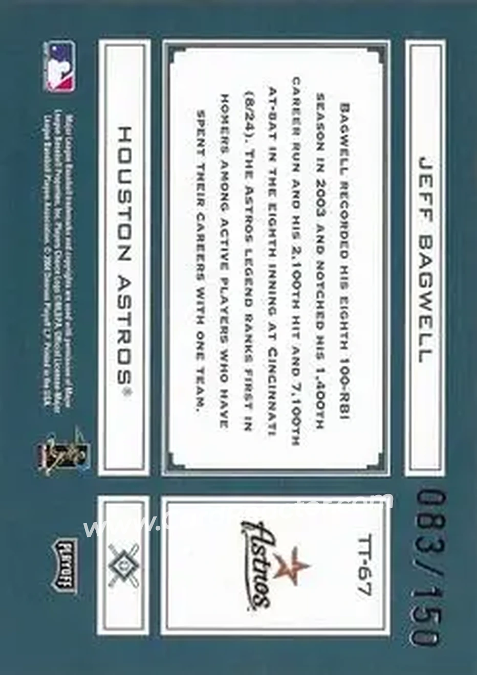 2004 Playoff Absolute Memorabilia - Tools of the Trade Green #TT-67 - Jeff Bagwell - Houston Astros - Back