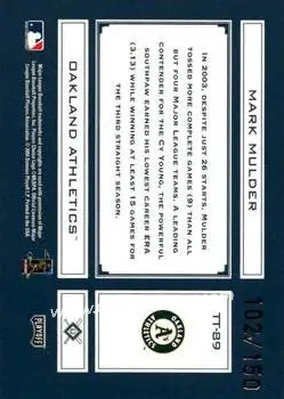 2004 Playoff Absolute Memorabilia - Tools of the Trade Green #TT-89 - Mark Mulder - Oakland Athletics - Back