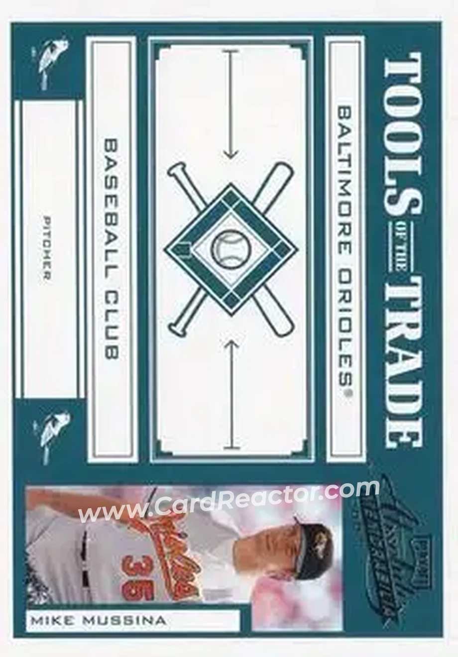 2004 Playoff Absolute Memorabilia - Tools of the Trade Green #TT-97 - Mike Mussina - Baltimore Orioles - Front 2004 Playoff Absolute Memorabilia - Tools of the Trade Green #TT-97 - Mike Mussina - Baltimore Orioles - Front