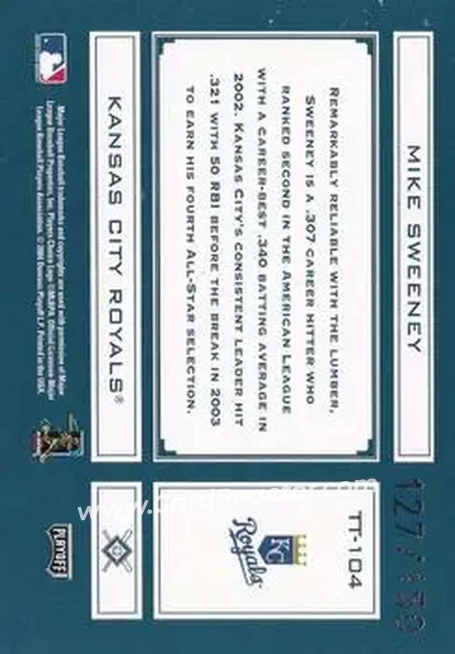 2004 Playoff Absolute Memorabilia - Tools of the Trade Green #TT-104 - Mike Sweeney - Kansas City Royals - Back